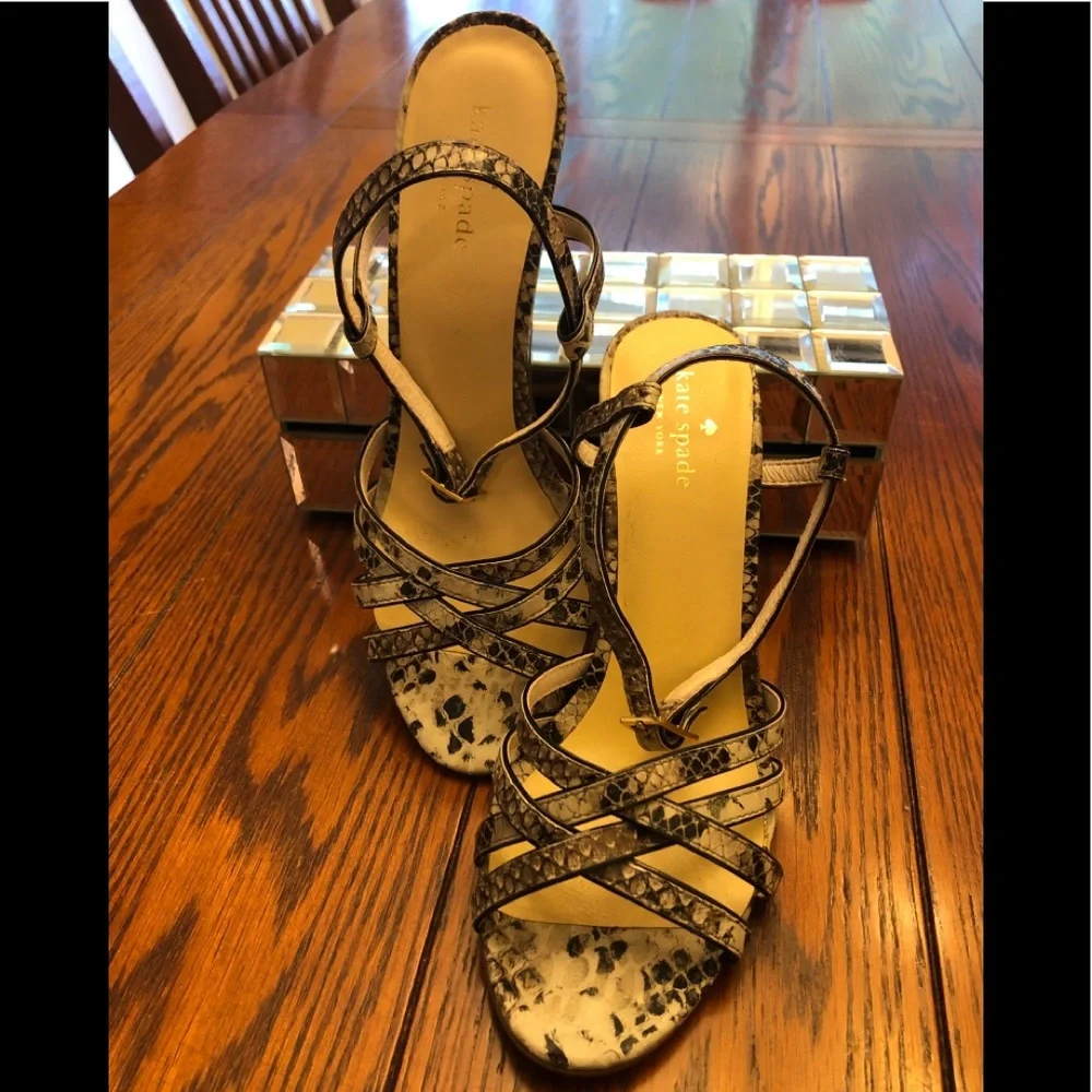 Kate Spade Strappy Snakeskin 4” Heals - Picture 2 of 8